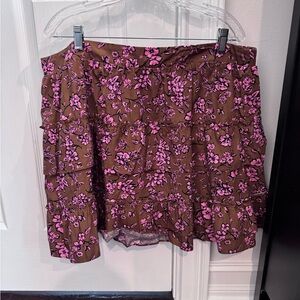 ARULA Brown and Pink Floral Mini Skirt